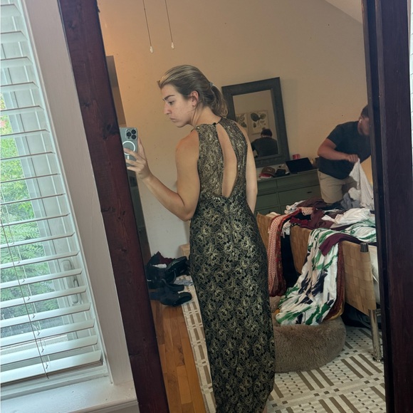 Vintage Jessica Howard Gold and Black Floor Length Gown - Picture 2 of 6